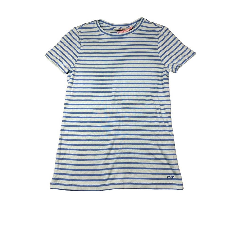 Vineyard Vines Striped Crewneck Pima Cotton Blend Blue Short Sleeve Womens‎ XS
